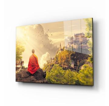 Meditating monk Art Design rectangular special Glass Picture!